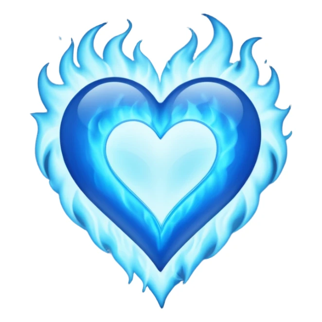 Blue flames in the shape of an all blue heart sticker