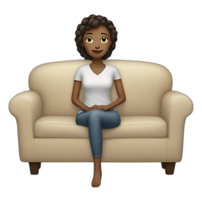woman with light skintone on a sofa sticker