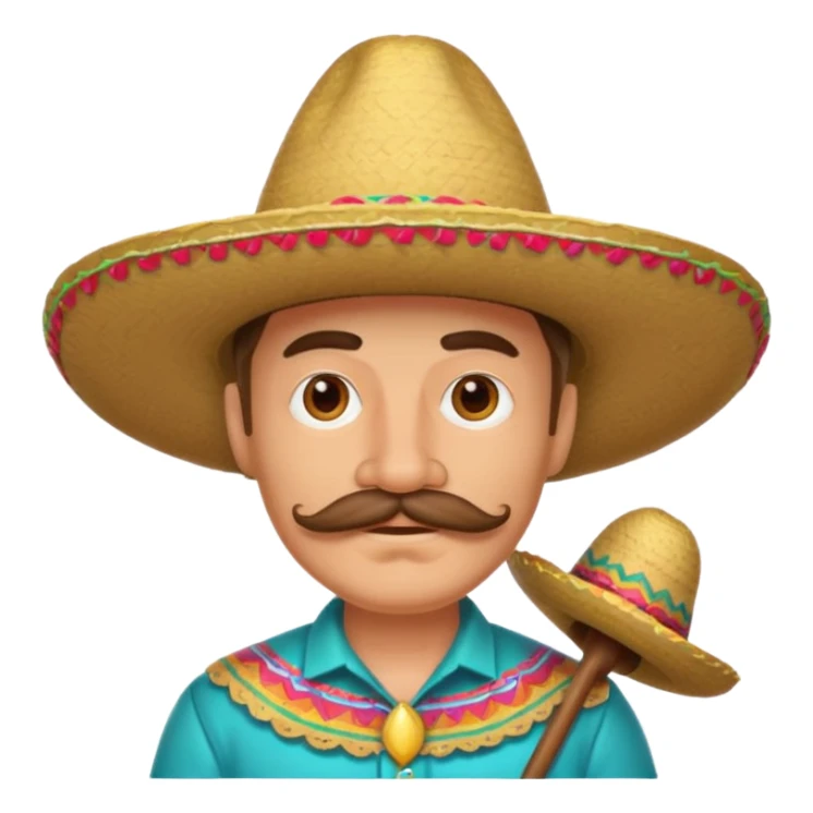 White guy with a mustache wearing a sombrero sticker