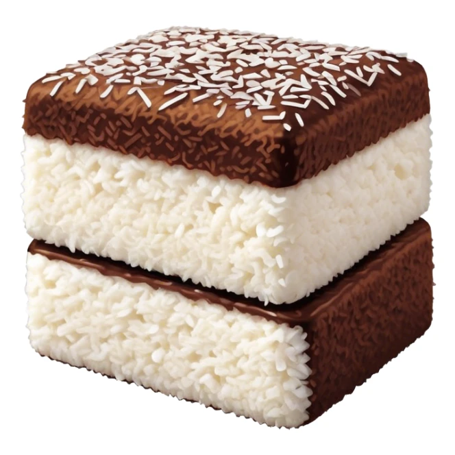 cinematic-realistic-lamingtons-dessert-emoji,-depicted-as-soft-sponge-squares-coated-in-chocolate-and-coconut-rendered-with-mouth‚äêwatering-detail-and-vibrant-lighting sticker