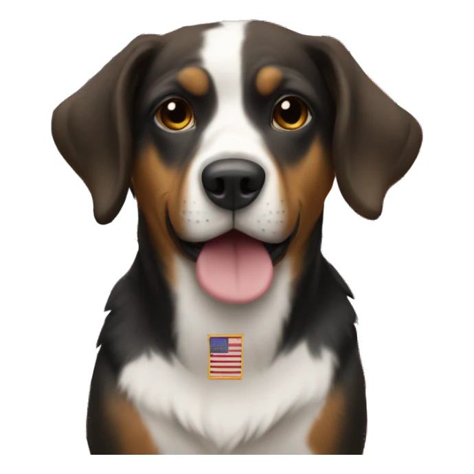 Dog in front of flag sticker