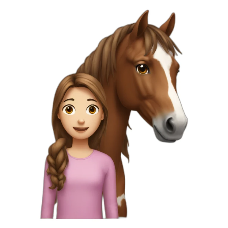Horse with spots next to a brown-haired girl sticker
