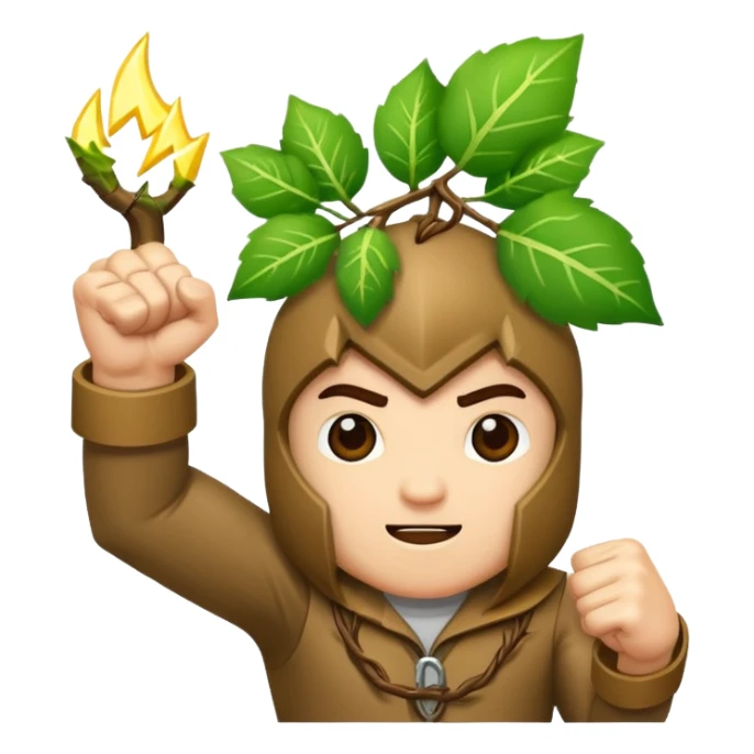 woodland character fist up with vine lightning sticker