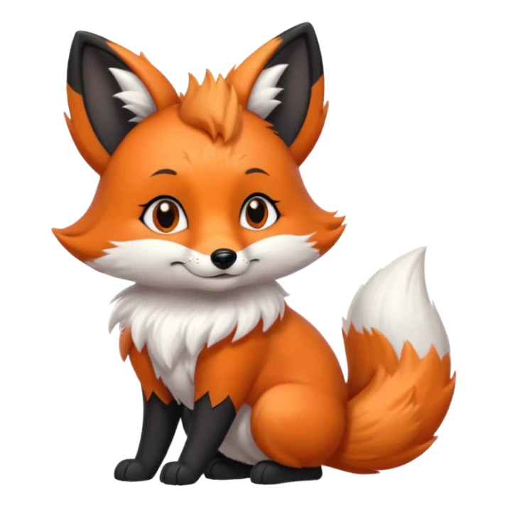 Floofy the Creampuff fox blackish gray fur color chubby Black paws orange color 3 tailsCrystals on the head, tails and Back sticker