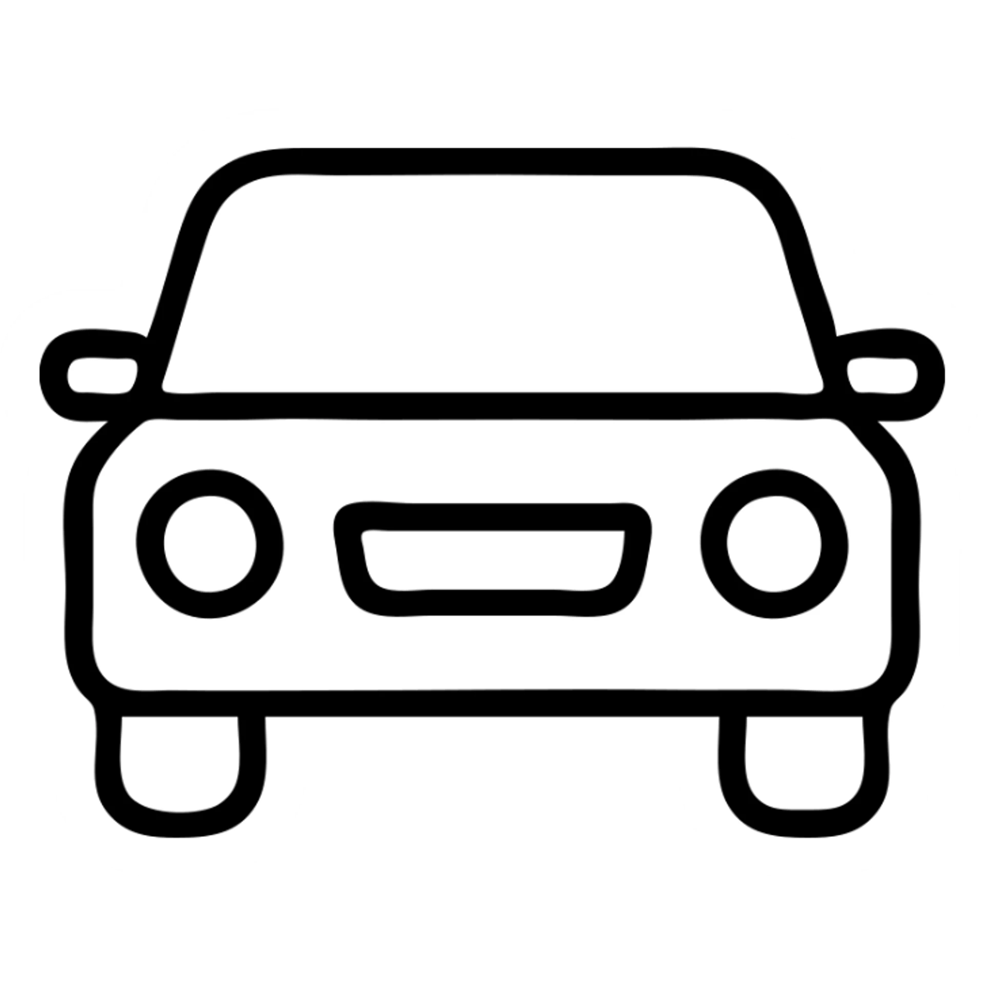 car, black outlined icon style, no fill, simple, bold, easy to recognize sticker