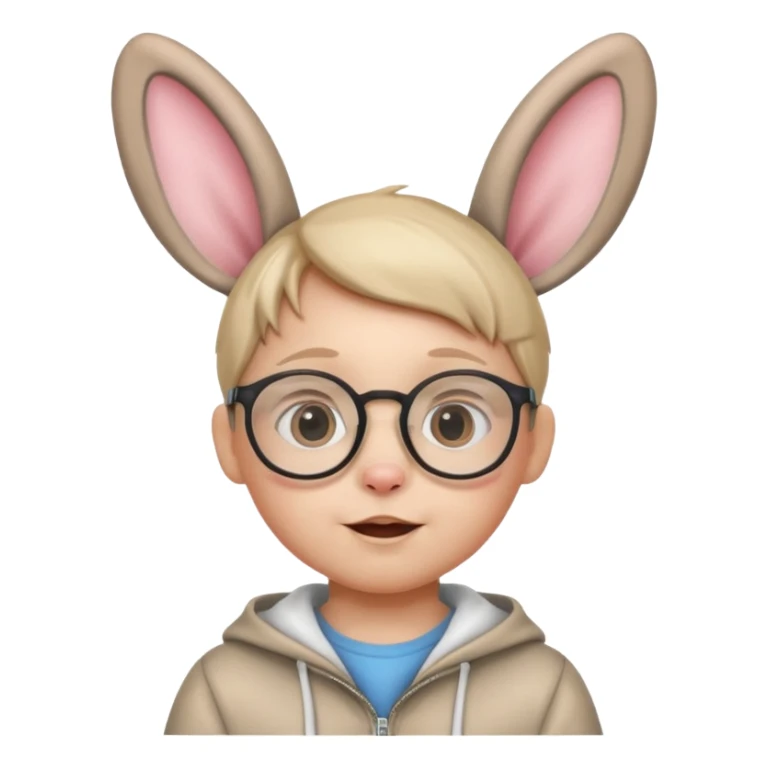 bunny ear wearing small kid spectacled sticker