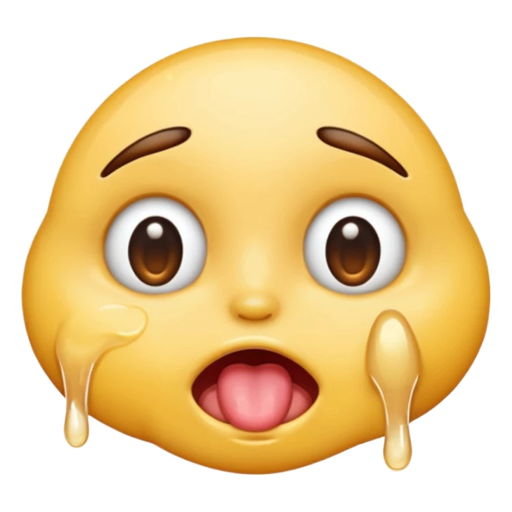 drooling emoji, licking eyes open wide, visible eye bags sticker