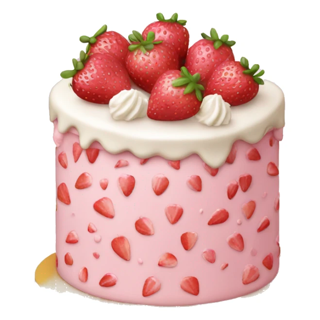Pink strawberries and cream birthday cake  sticker