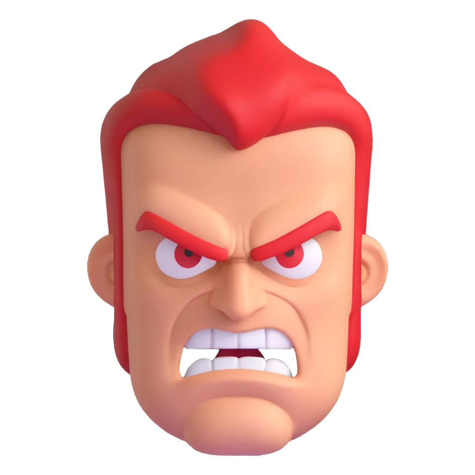 Hank J. Wimbleton, 3D emoji style, angry face sticker