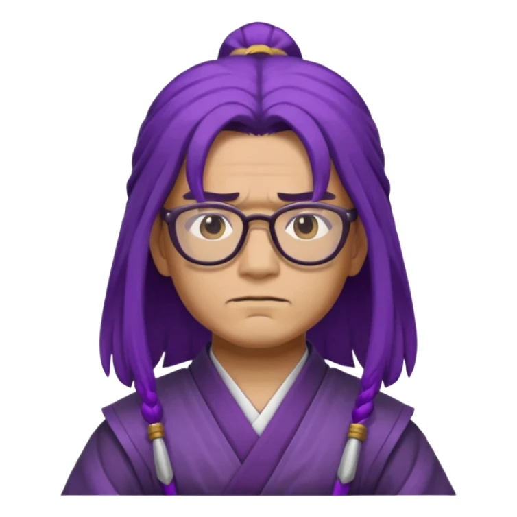 purple long hair samurai with glasses sticker