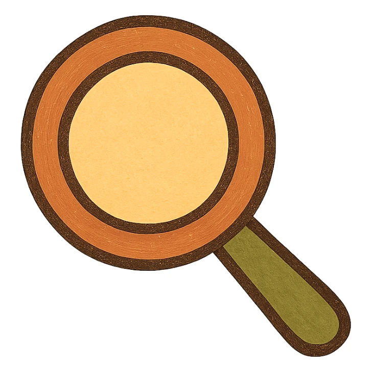 A modern, minimalistic icon of a search symbol in flat design style, using bright and harmonious colors, suitable for mobile and web applications. sticker