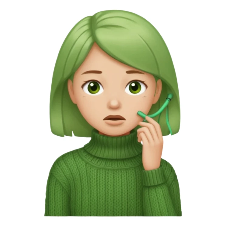 girl has sore throat in green sweater sticker
