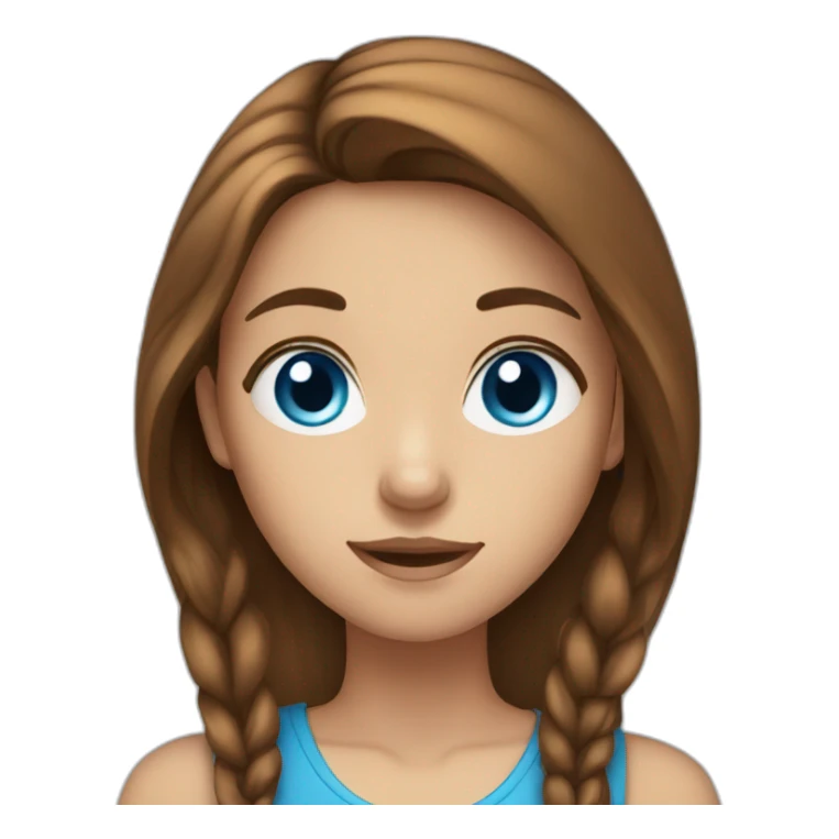 Girl who as blue eyes and long brown hair sticker