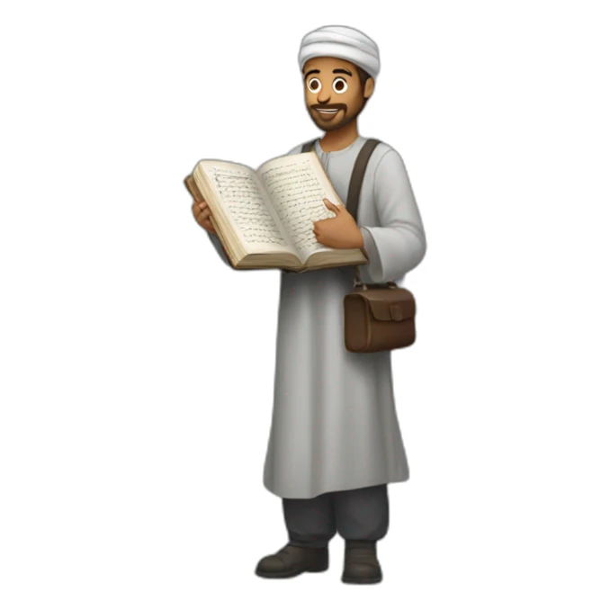 a man carrying the quran in his hand sticker