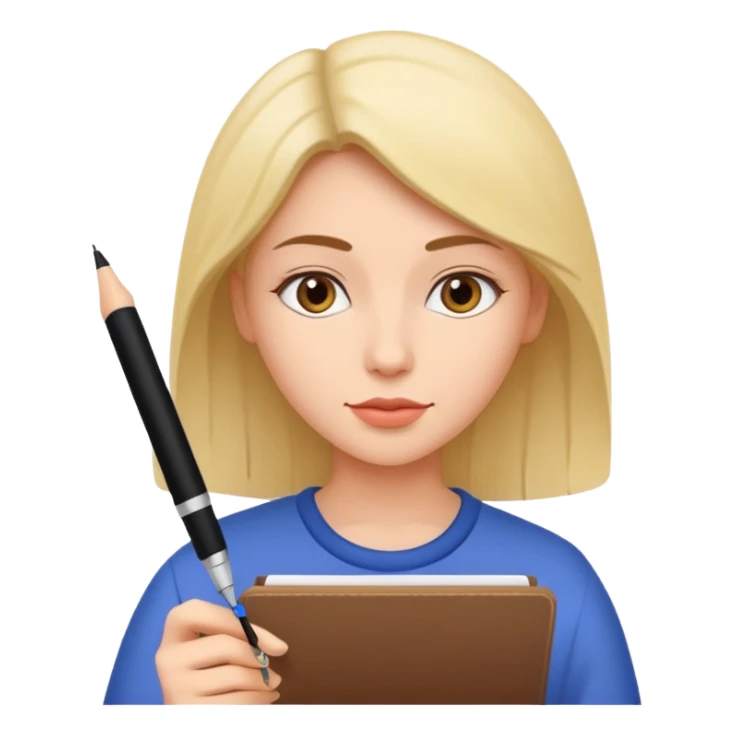 Woman writing with a pen on paper sticker