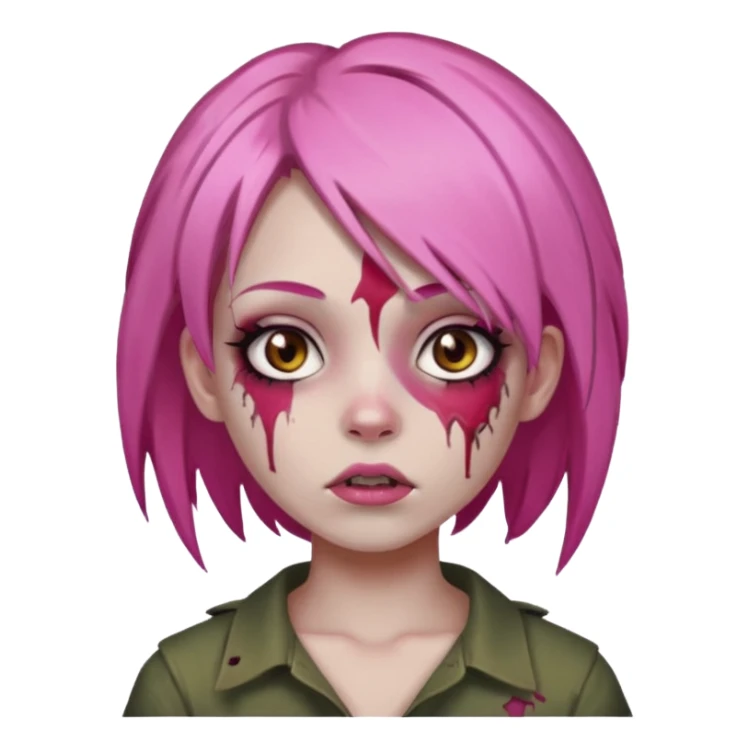 Zumbi girl with Pink hair and brown eyes sticker