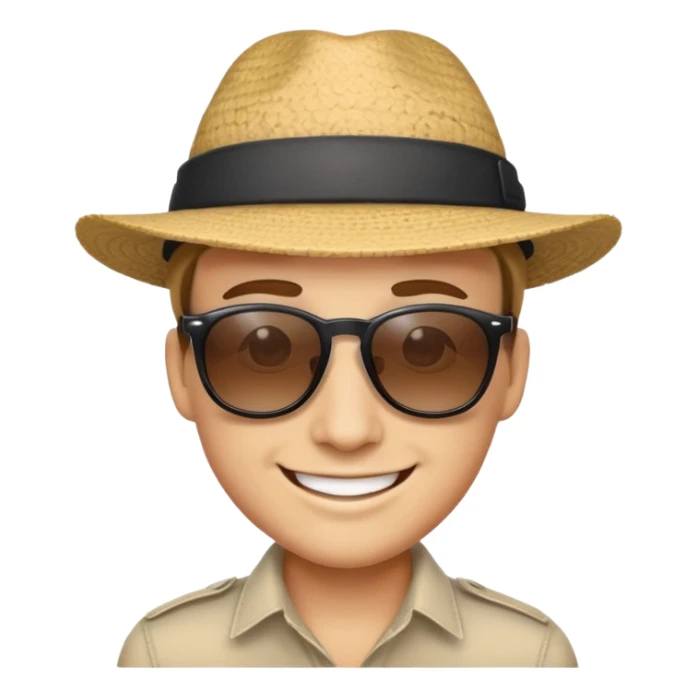 Emoji sourire , chapeau , lunettes de soleil  sticker