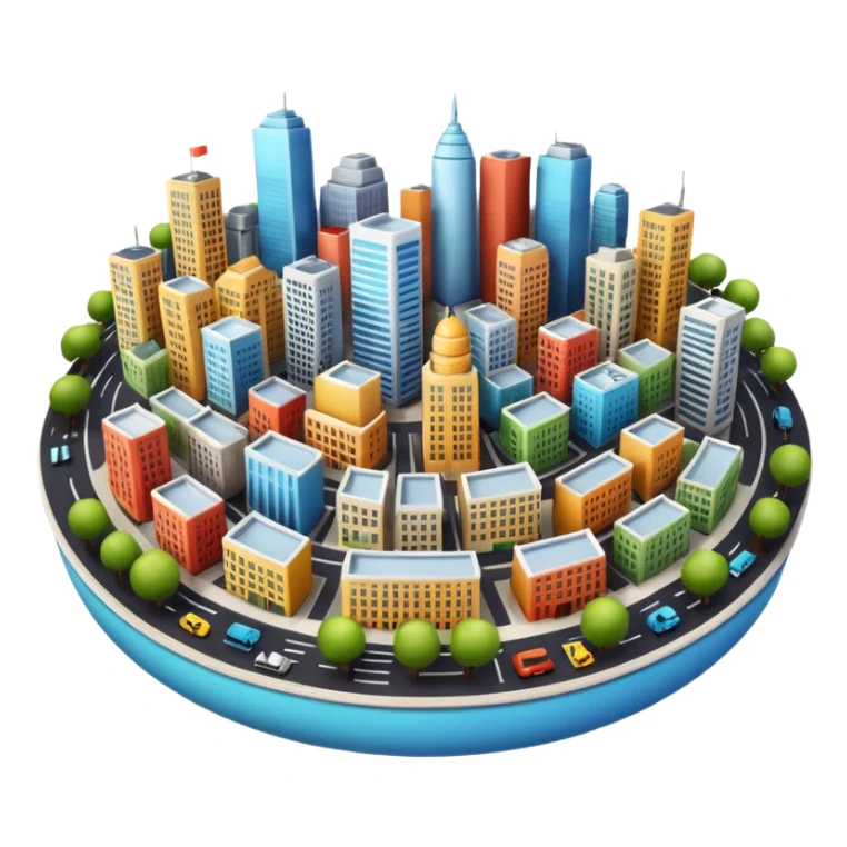 round emoji of a realistic city sticker