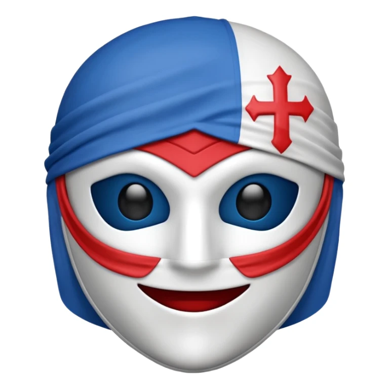Make me an emoji to my school Holy cross davao college  representing this three colors ❤️💙🤍 make it like a crusader but fully mask on sticker