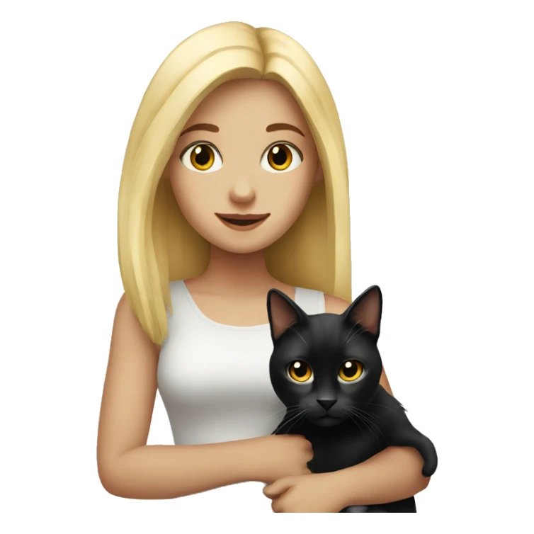 Blonde girl with black cat sticker