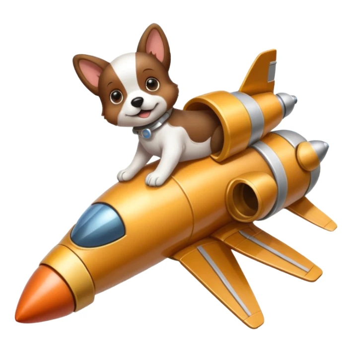 Puppy on top of a rocket ship sticker