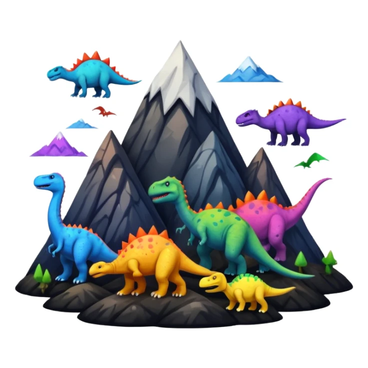 mountian with many ink on it and many dinosaurs sticker