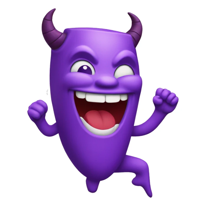 smiling purple devil face emoji holding up the letter c sticker