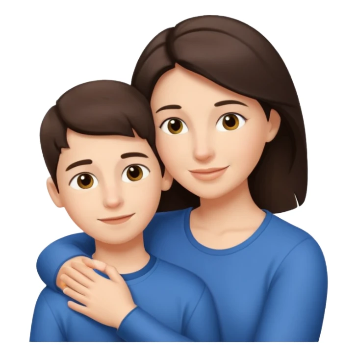 Matka brunetka se raduje se svým dvanáctiletým synem sticker