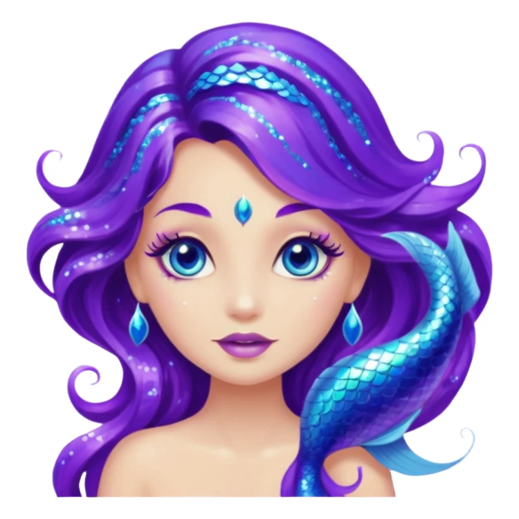 glitter purple mermiad sticker