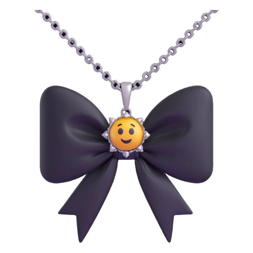 3D emoji gothic bow, black velvet, silver chain, deep topaz gemstone, ornate and dramatic sticker