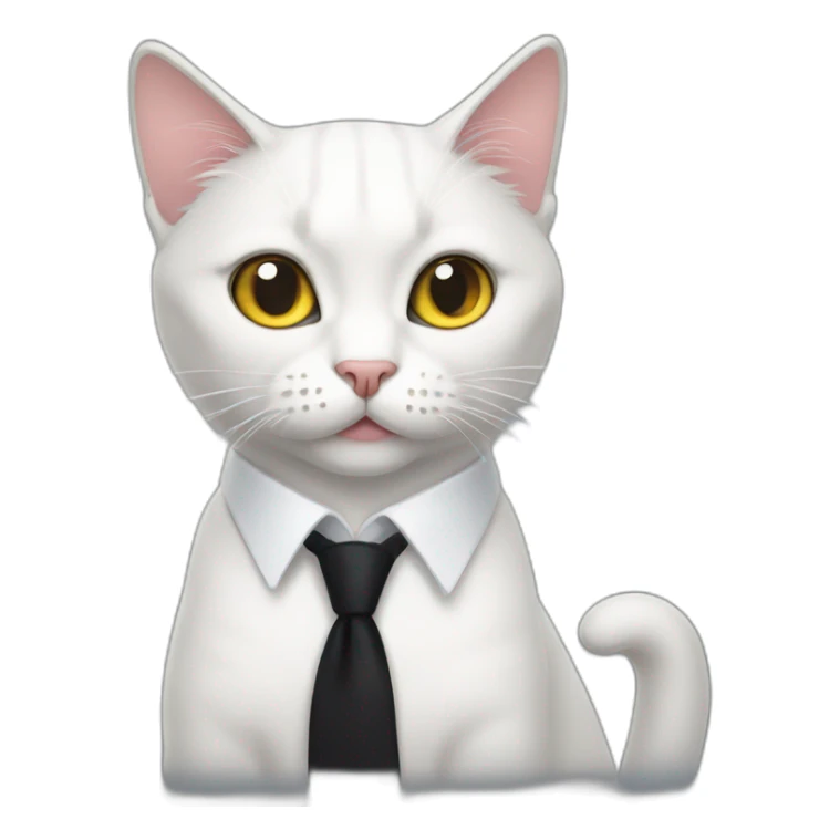 cat in horror wearing black tie white hair sticker