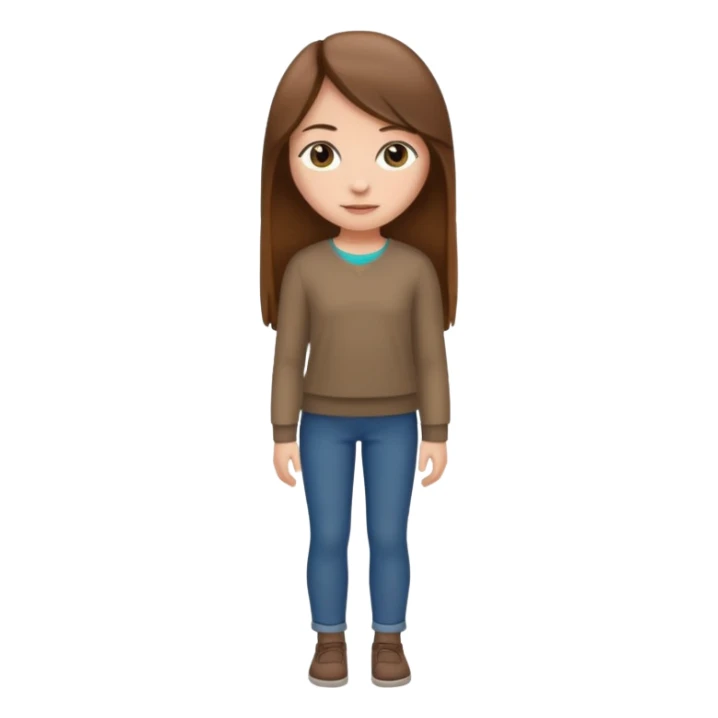 fille  brune en entier cheveux tres long et lisse sticker