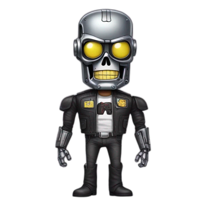 The terminator in a SpongeBob SquarePants costume sticker