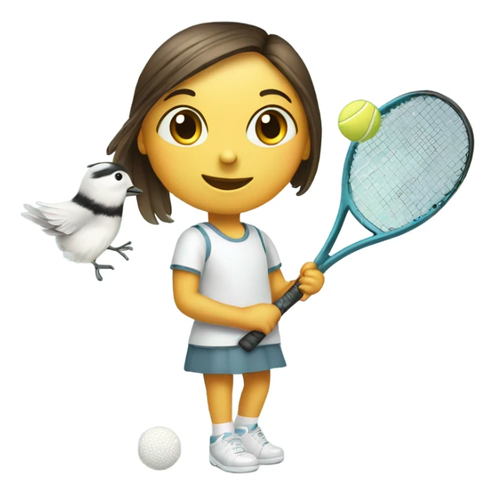 Sweet girl chickadee with tennis racquet sticker