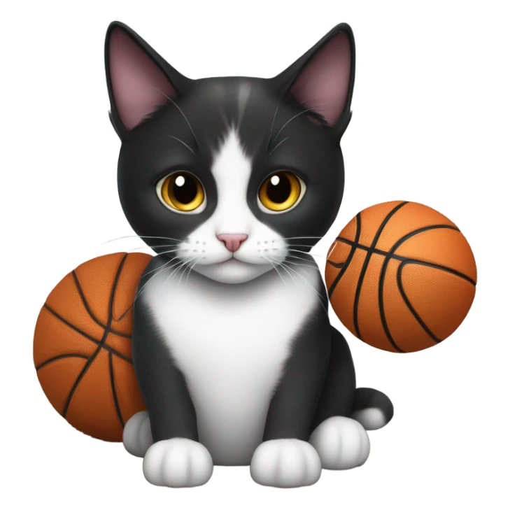 my cat bella purring on my lap black and white cat. dunking a basketball sticker