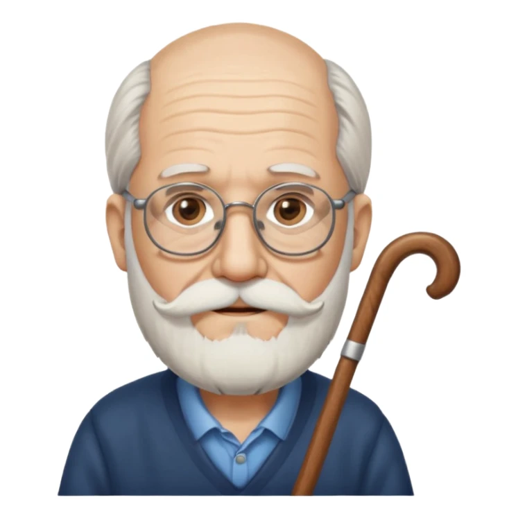 Anciano barba blanca larga bastón audifonos sordera lentes  sticker