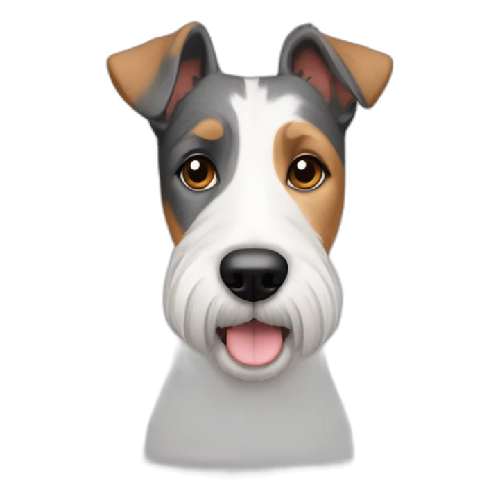 perro parecido a foxterrier con barbita, heterocromia, blanco y gris, ladrador sticker