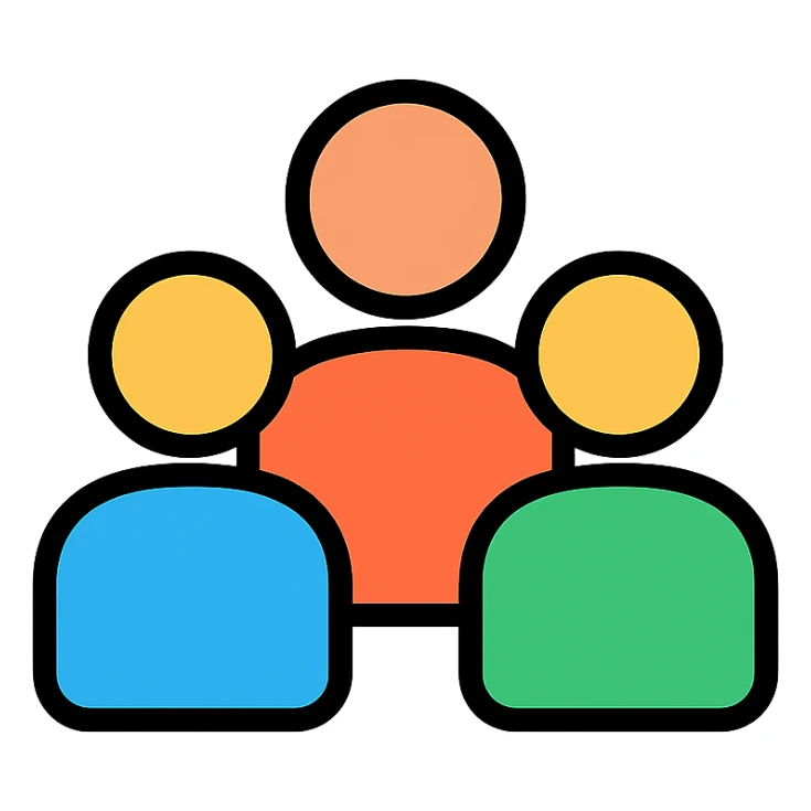 group of people, simple and clear color outline icon style, suitable for UI use sticker