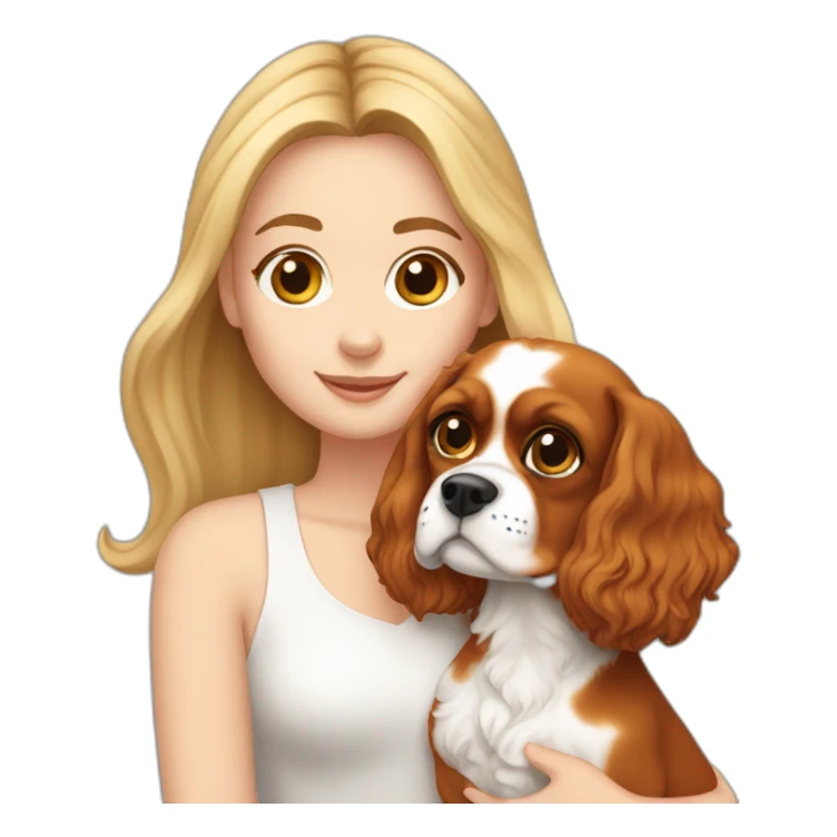 white girl holding a cavalier king charles spaniel  sticker