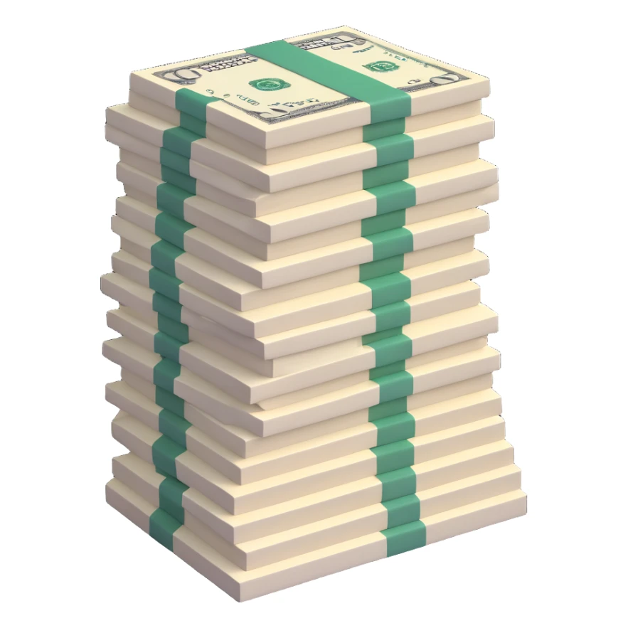stack of paper bills currency sticker