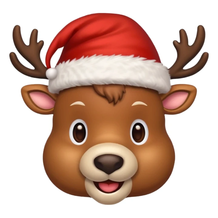 christmas reindeer wearing a santa hat sticker