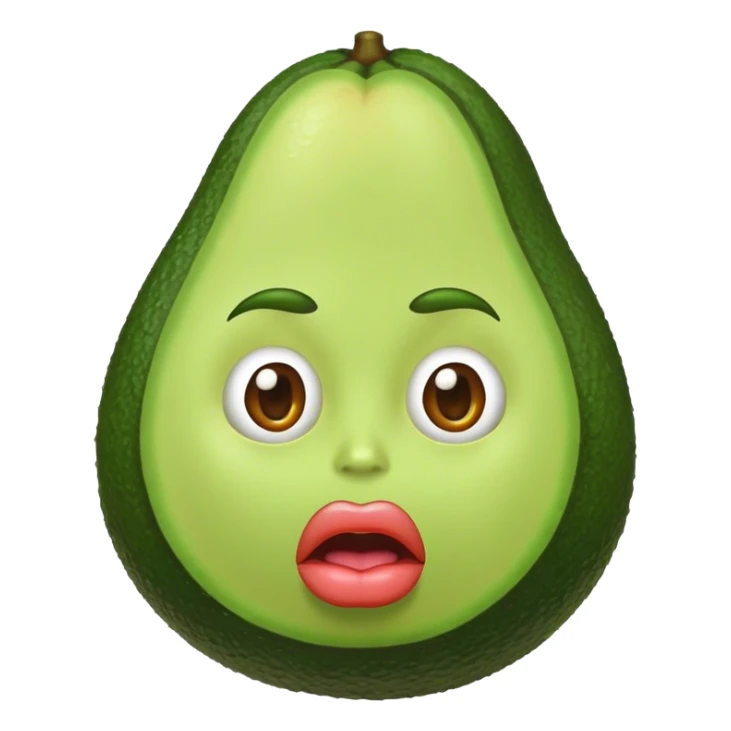 Crea un aguacate con labios grandes y con pelo  sticker