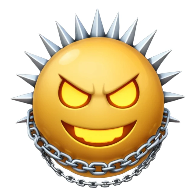 iPhone text message emoji size ball, and chain with spikes sticker