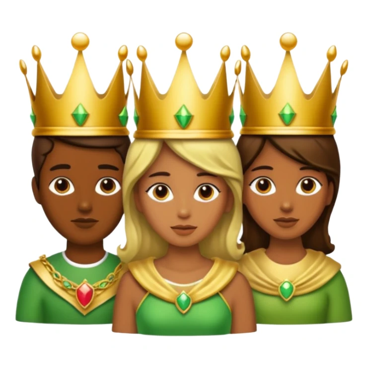 three with a crown that unites them with golden and green colours sticker