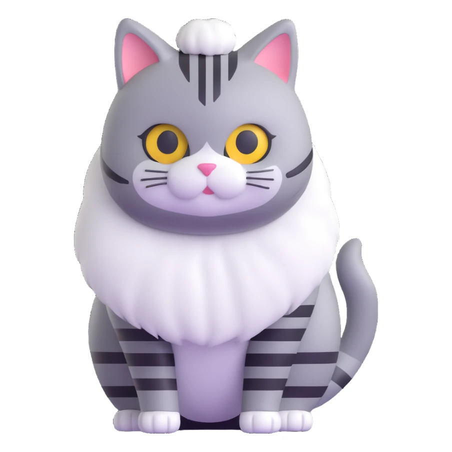 cat with white fur at the bottom and silver stripes at the top sticker