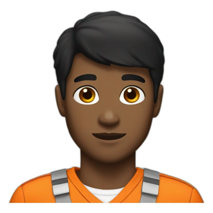 white boy black hair in orange prisoner uniform sticker