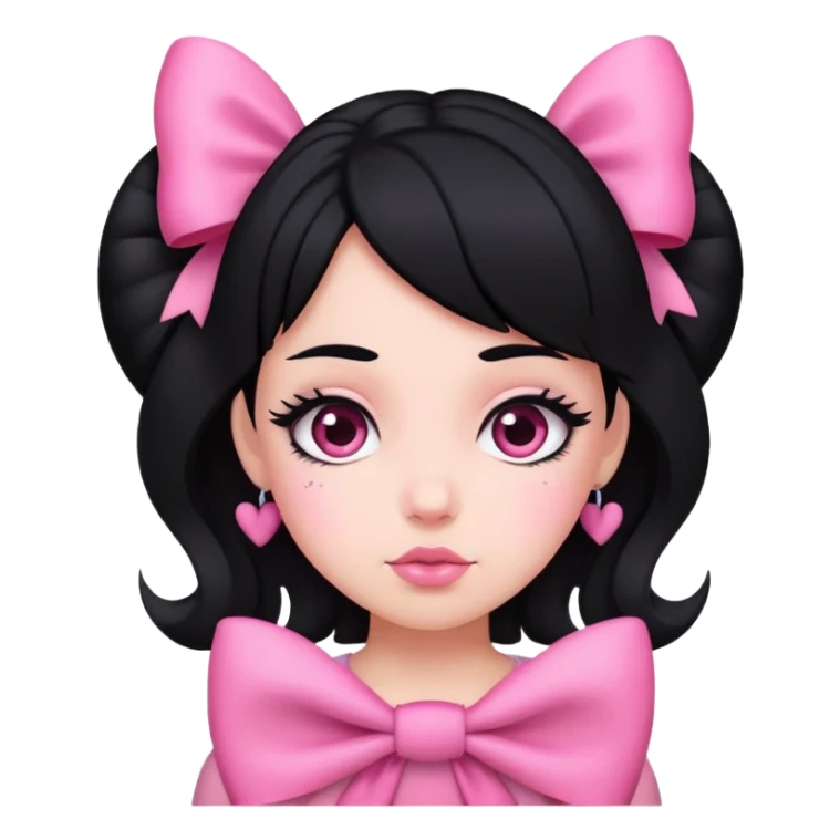 BLACK HAIR AND LOTS AND LOTS OF BOWS AND PINK sticker