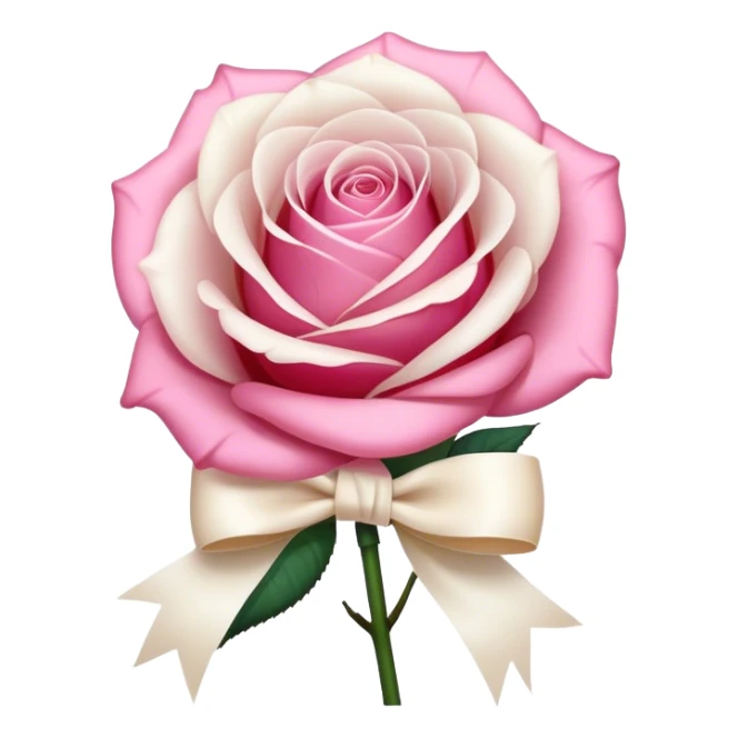 beautiful aesthetic single rose in white and pink with an ivory colored bow  sticker