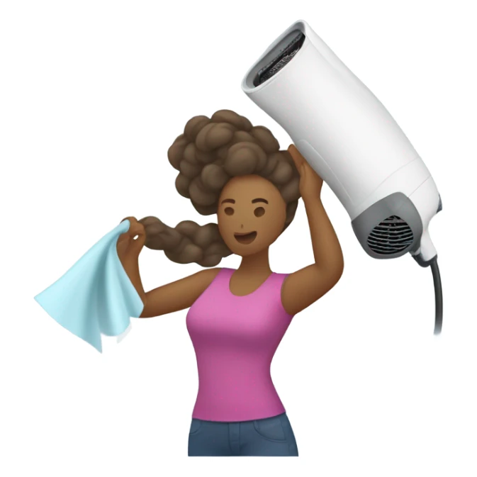 Woman dries wet sail with hair dryer sticker