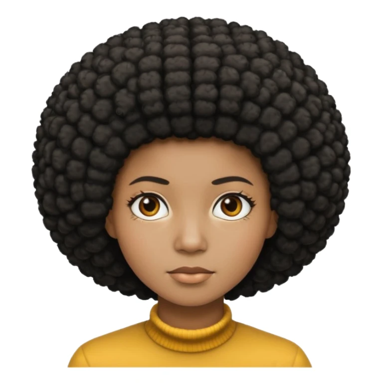  Afro not smiling and black skin color emoji sticker